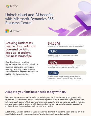 Unlock cloud and AI benefits with Microsoft Dynamics 365 Business Central