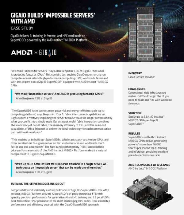 GIGAIO BUILDS ‘IMPOSSIBLE SERVERS’ WITH AMD